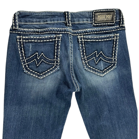 Miss Me Sunny Skinny Jeans Women’s Size 31 Blue Y2K Thick White Stitching - Picture 8 of 12
